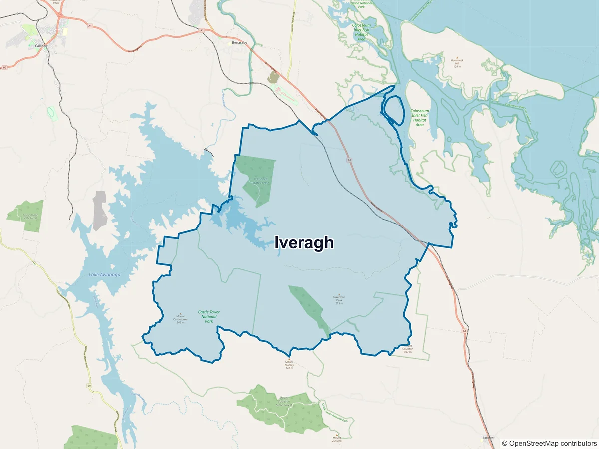 Map of Iveragh, QLD, Australia