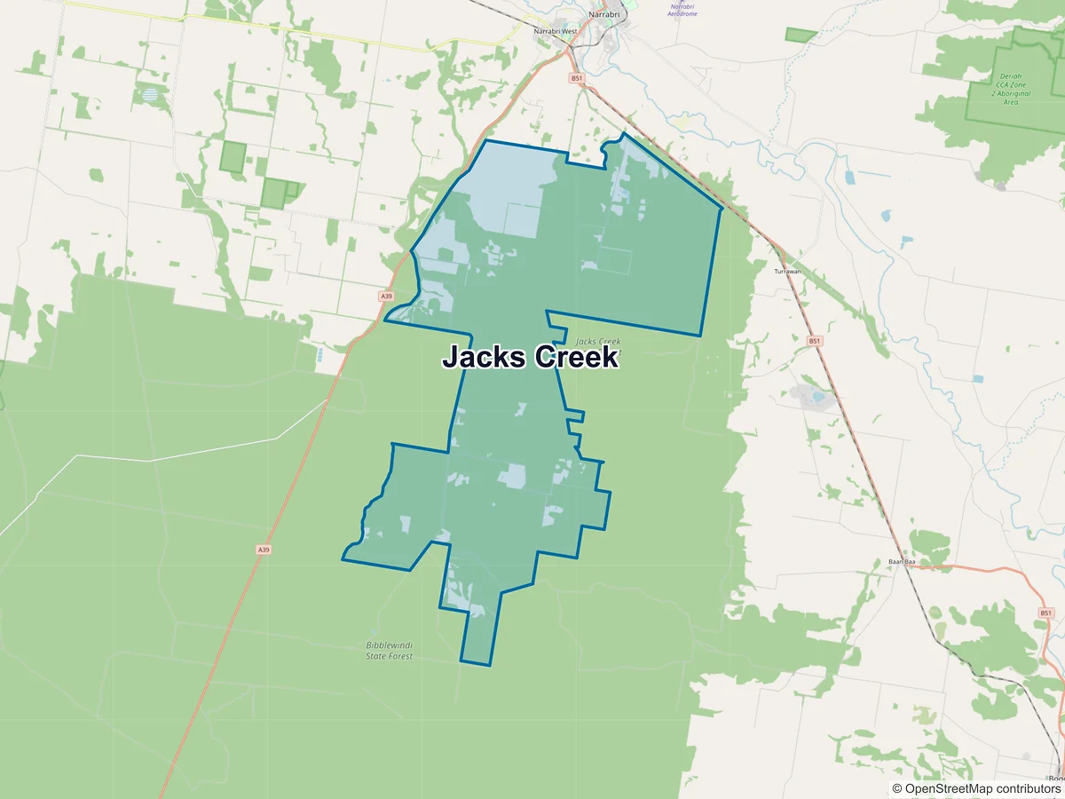 Map of Jacks Creek, NSW, Australia