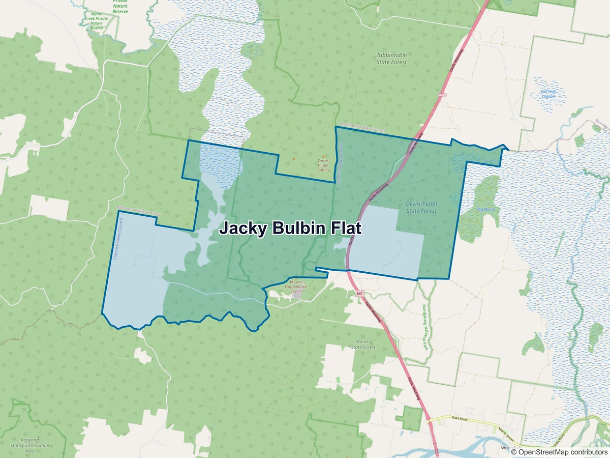 Map of Jacky Bulbin Flat, NSW, Australia