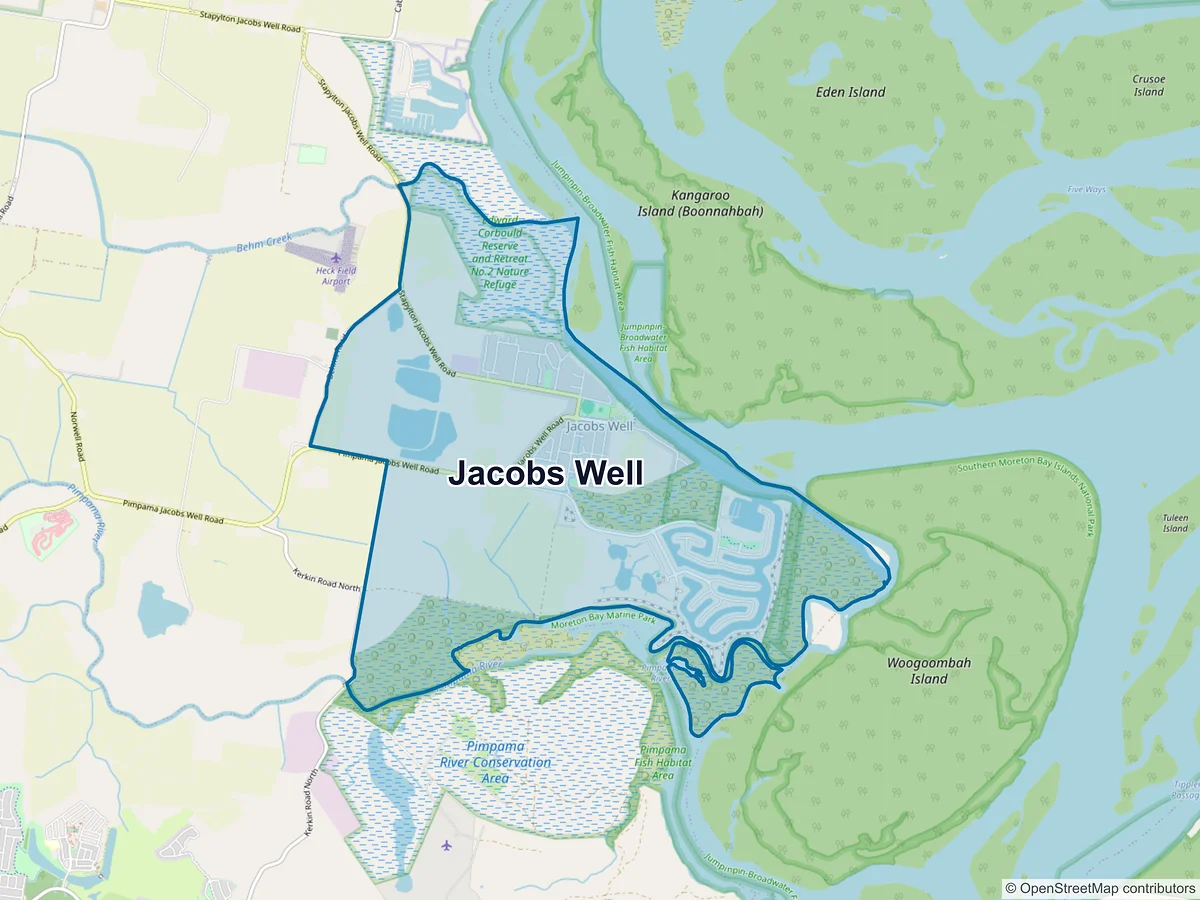 Map of Jacobs Well, QLD, Australia