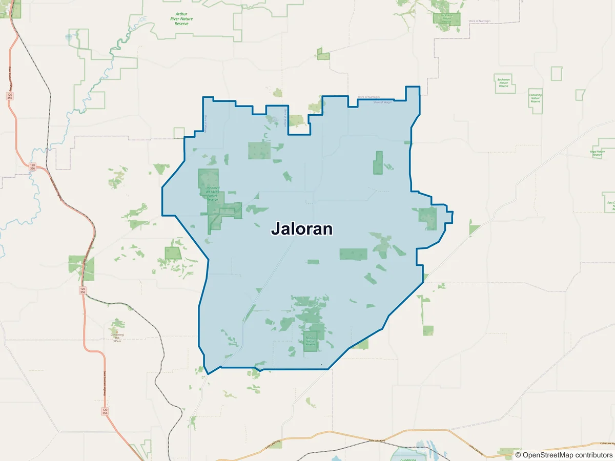 Map of Jaloran, WA, Australia