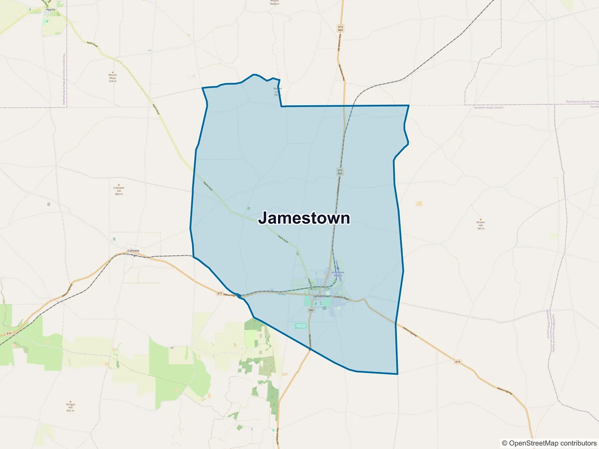 Map of Jamestown, SA, Australia