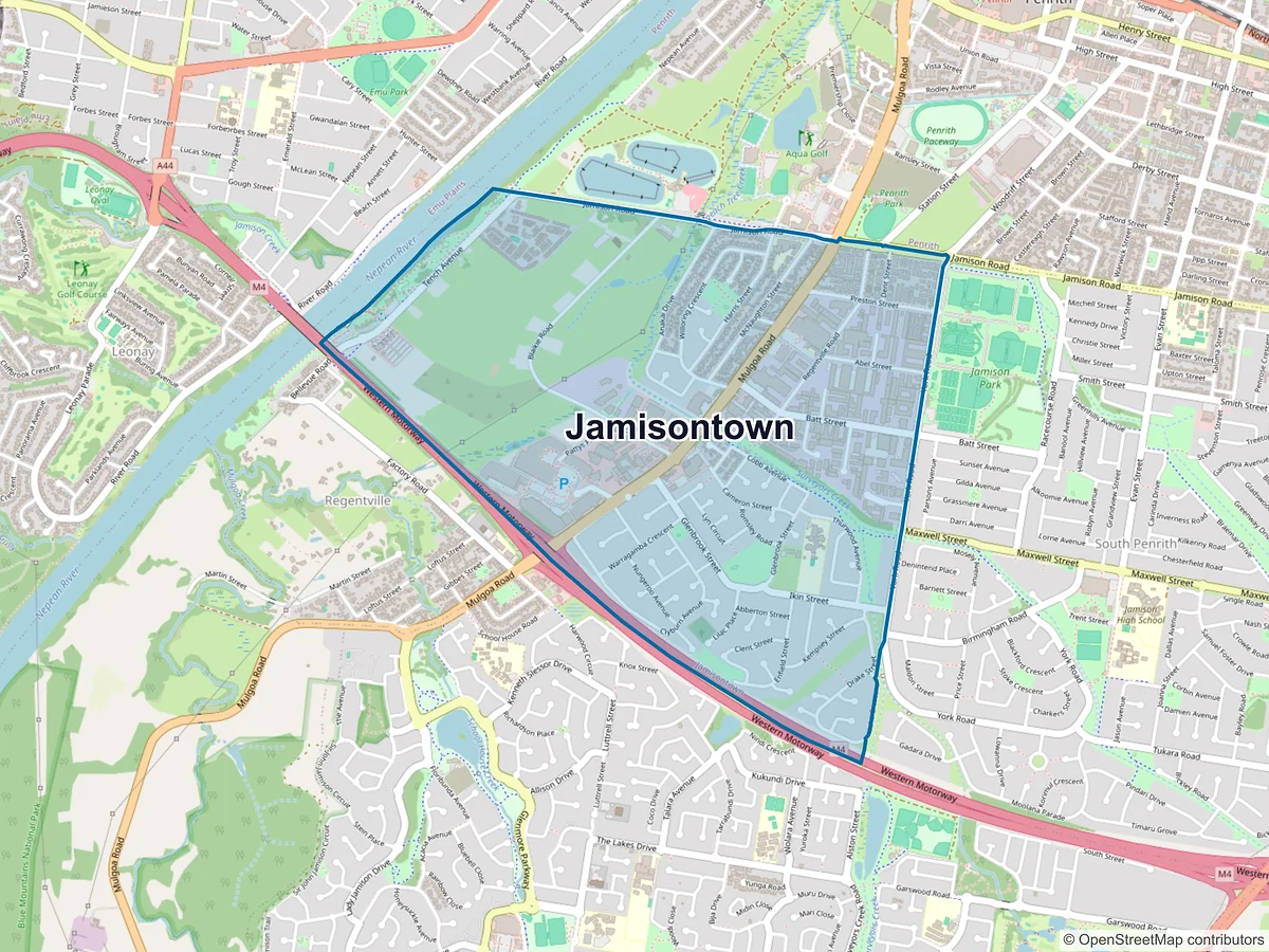 Map of Jamisontown, NSW, Australia