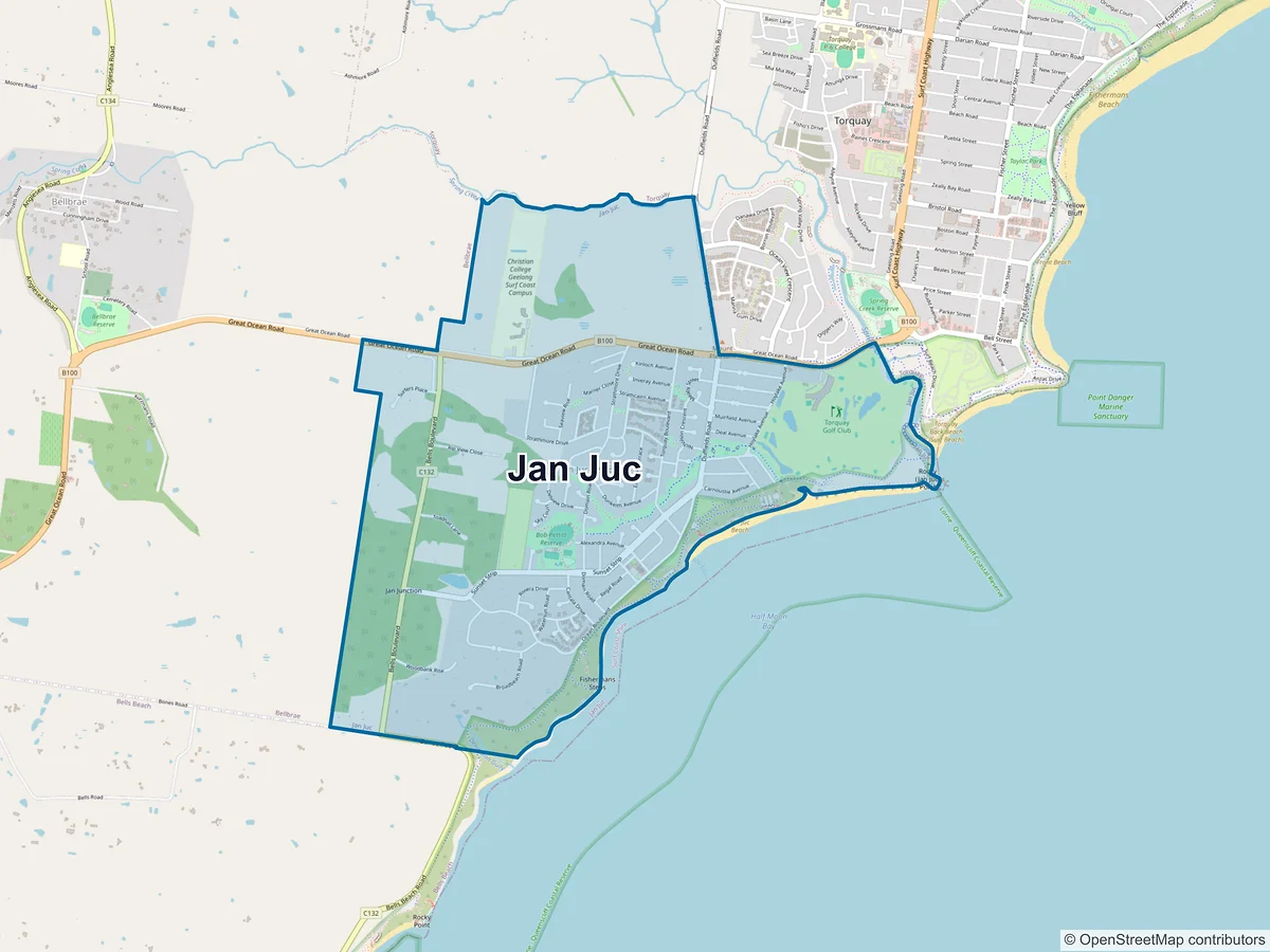 Map of Jan Juc, VIC, Australia