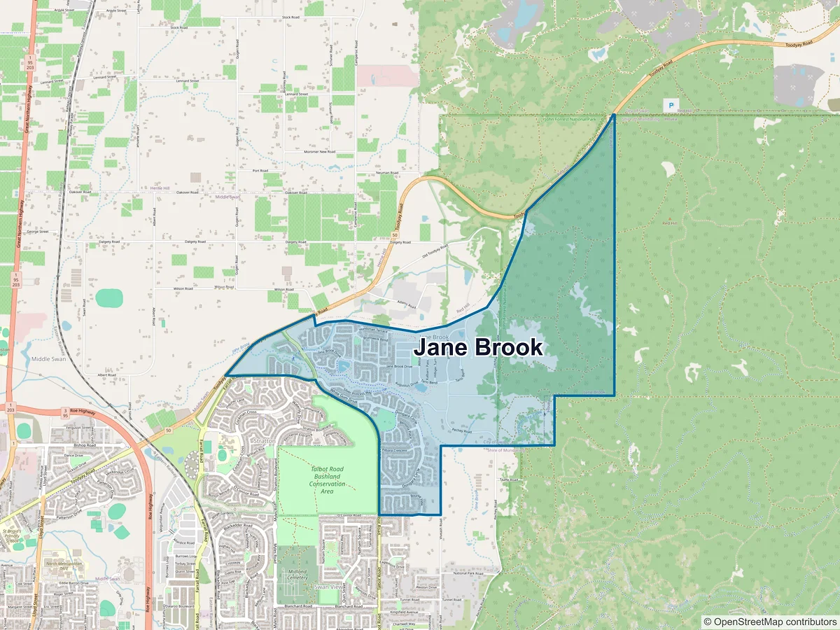 Map of Jane Brook, WA, Australia