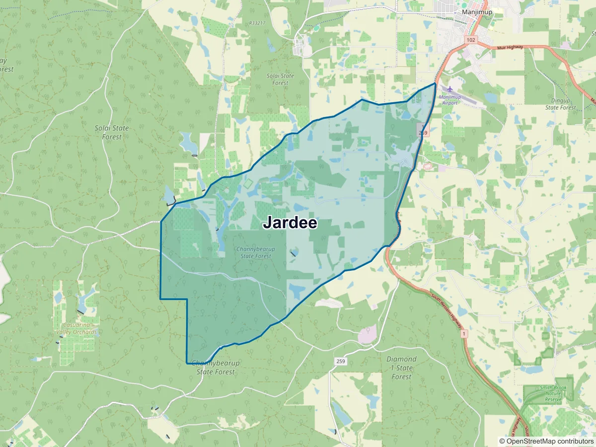 Map of Jardee, WA, Australia