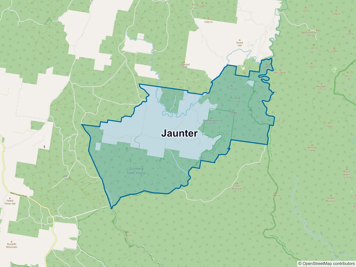 Map of Jaunter, NSW, Australia