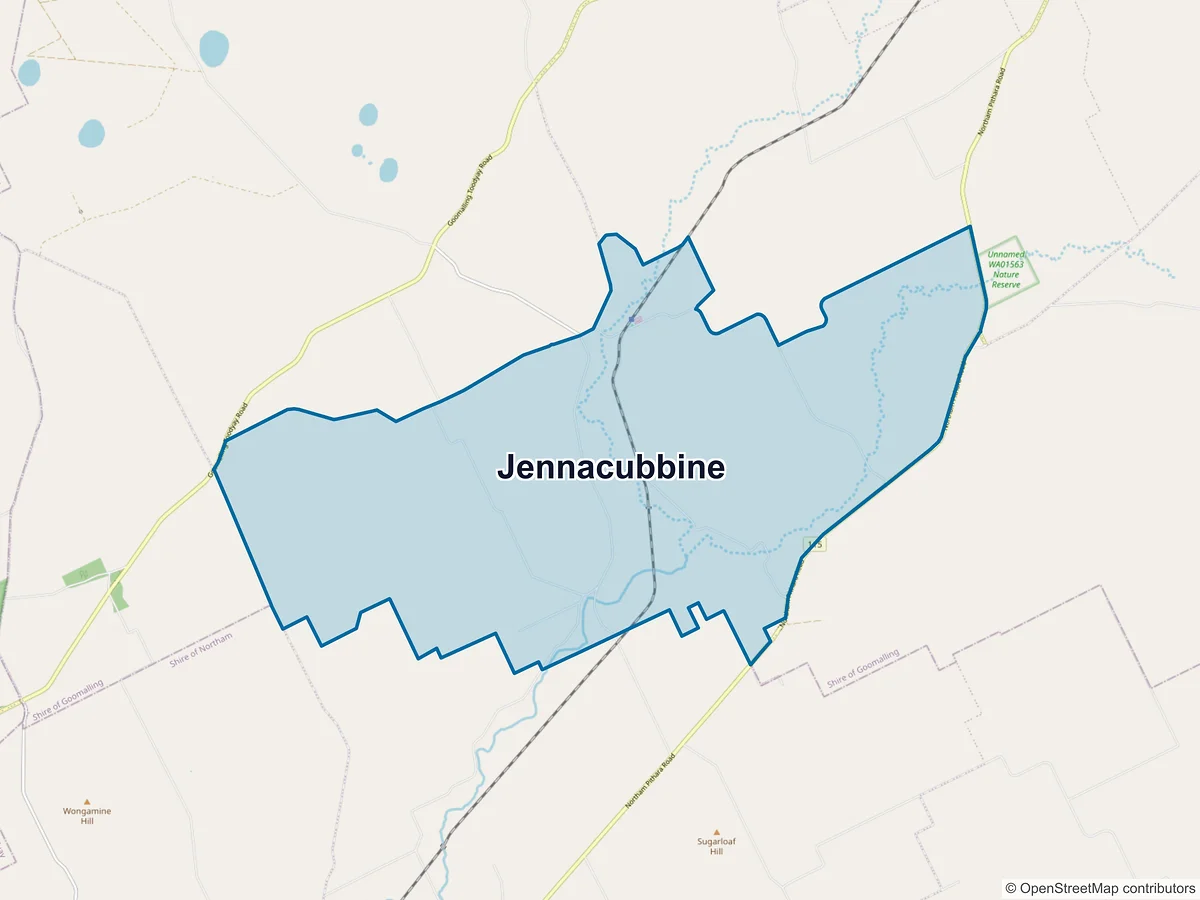 Map of Jennacubbine, WA, Australia