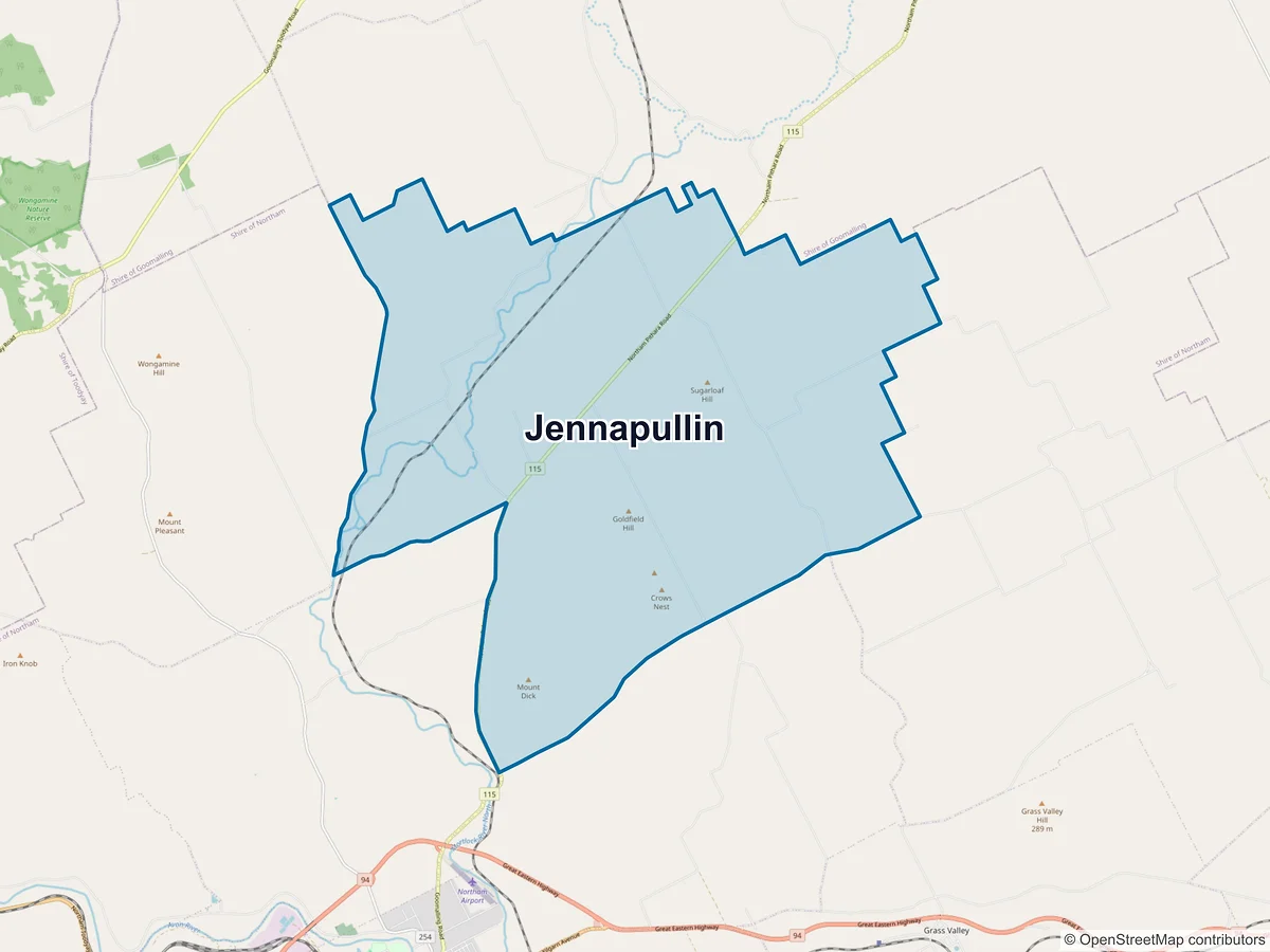 Map of Jennapullin, WA, Australia