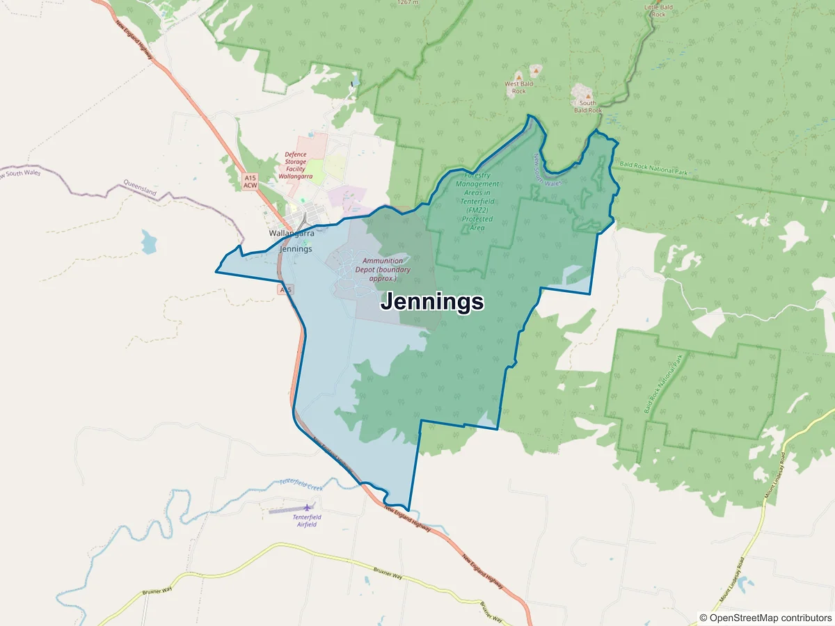 Map of Jennings, NSW, Australia
