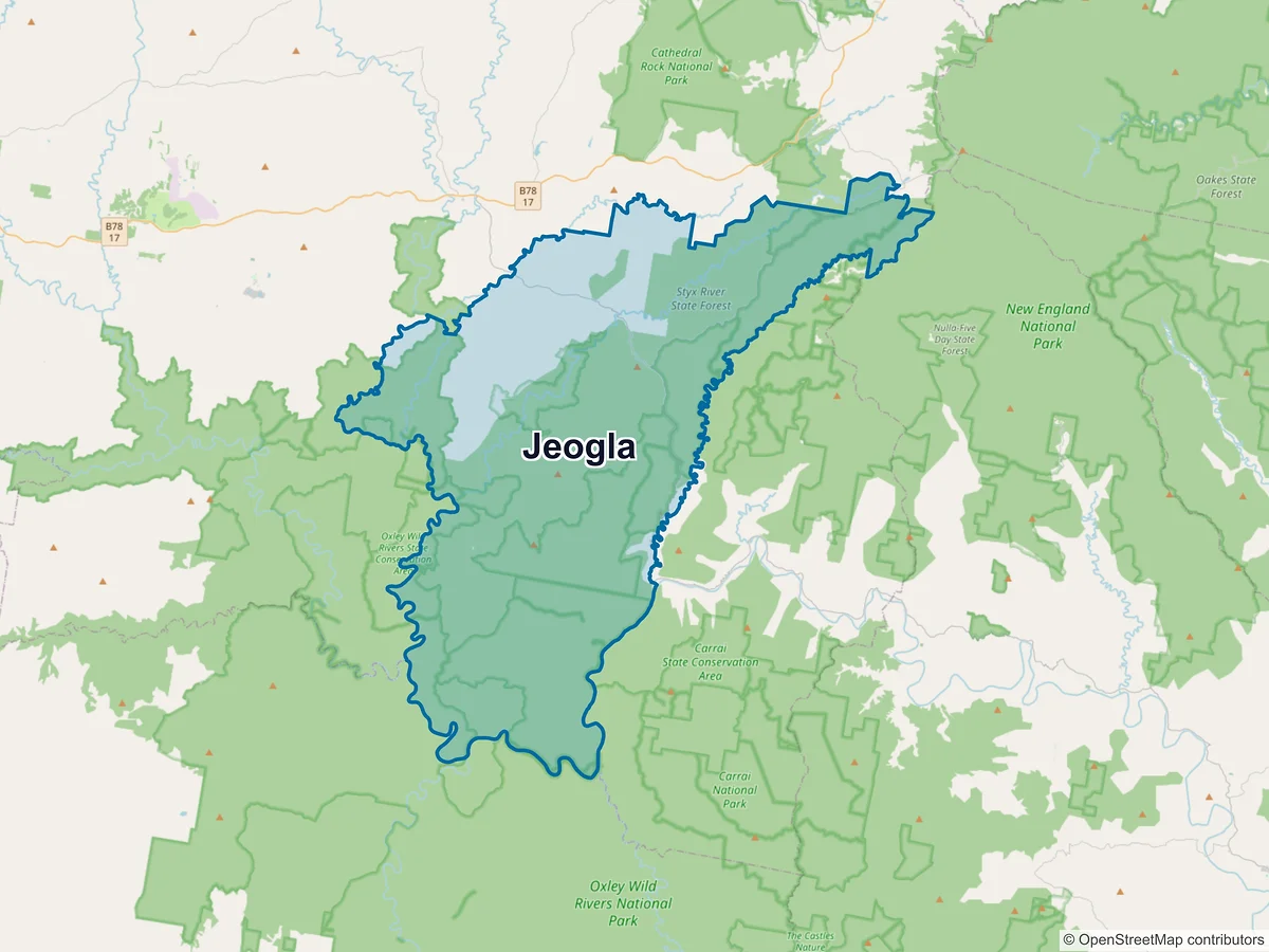 Map of Jeogla, NSW, Australia