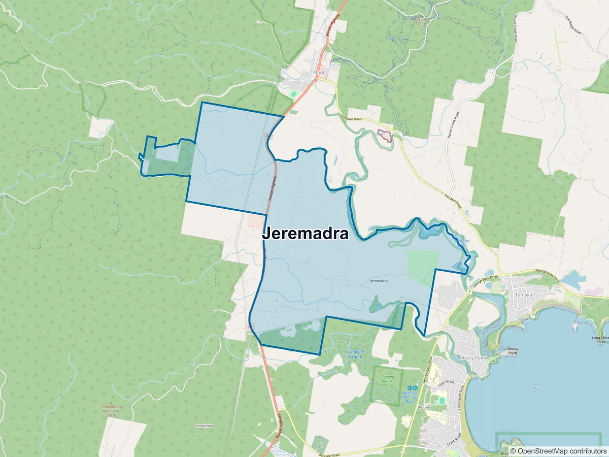 Map of Jeremadra, NSW, Australia