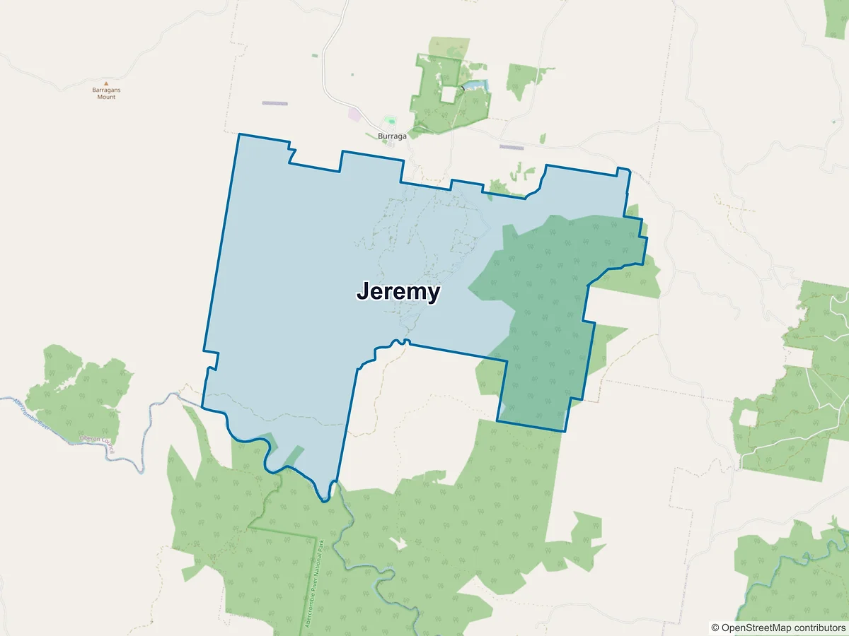 Map of Jeremy, NSW, Australia