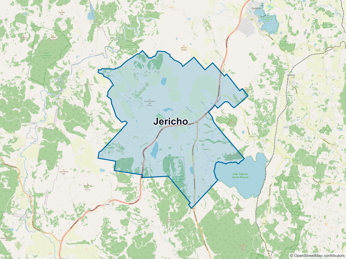 Map of Jericho, TAS, Australia