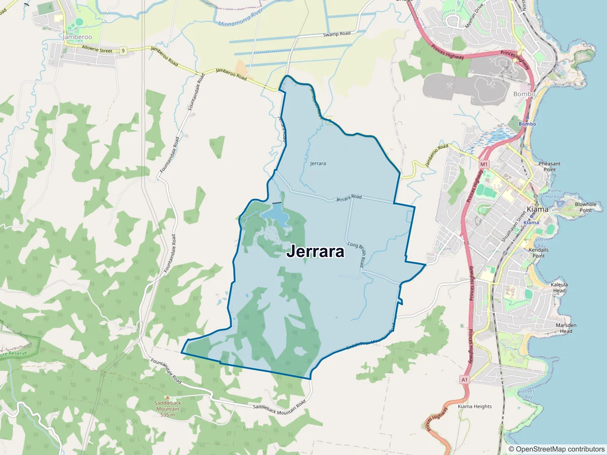 Map of Jerrara, NSW, Australia