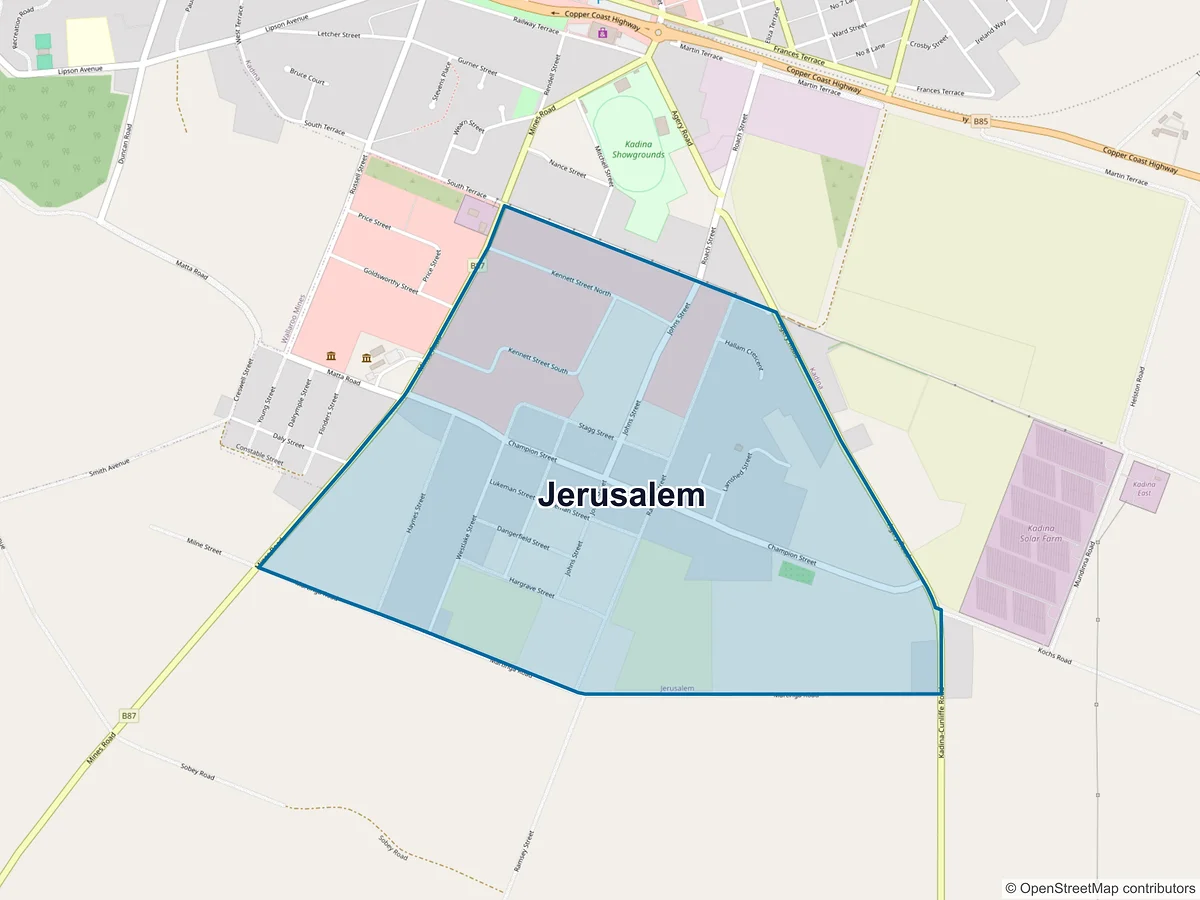 Map of Jerusalem, SA, Australia
