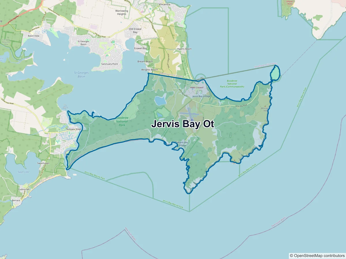 Map of Jervis Bay, OT, Australia