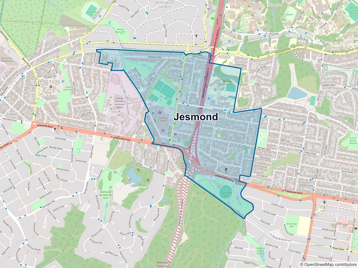 Map of Jesmond, NSW, Australia