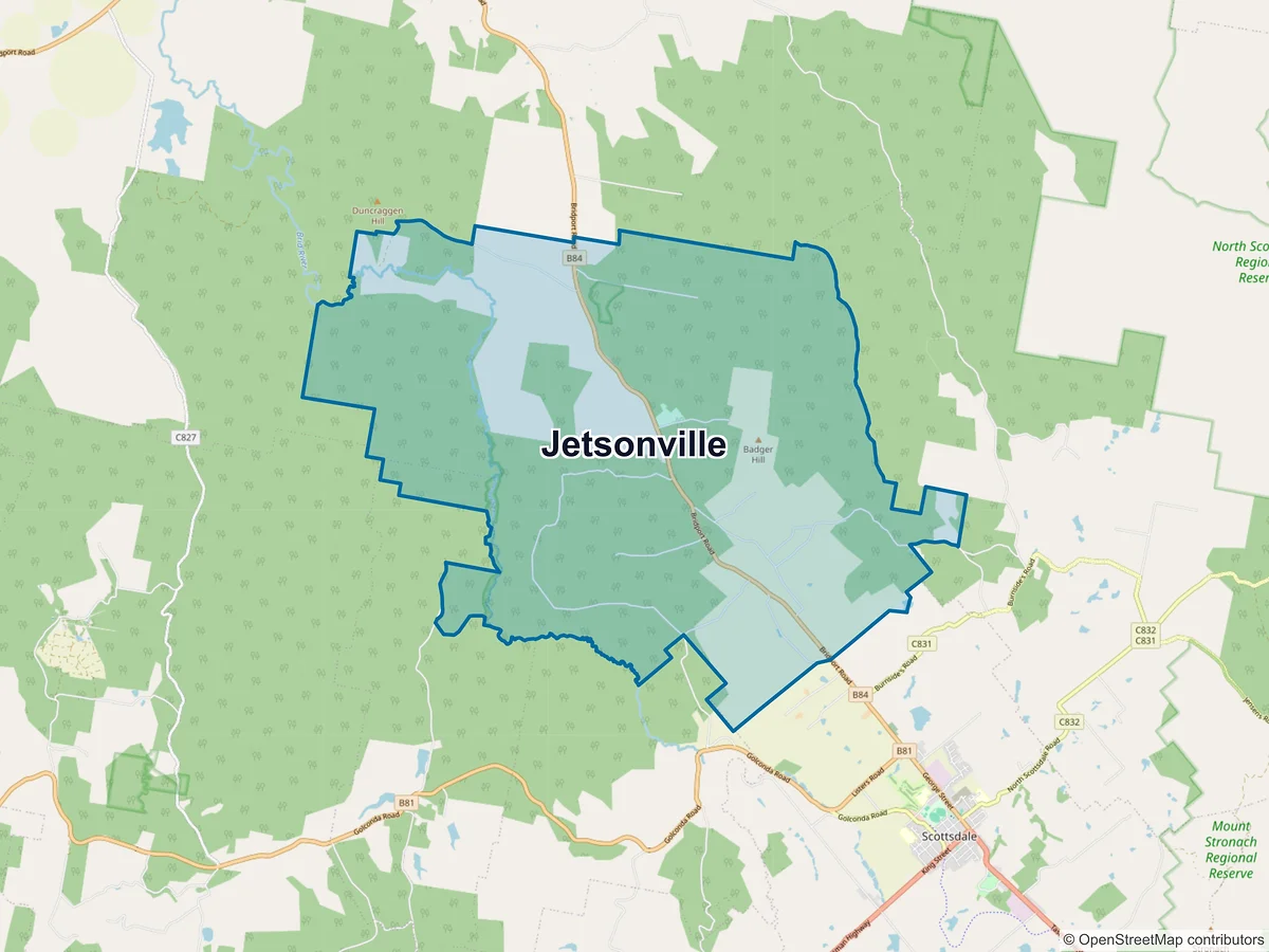 Map of Jetsonville, TAS, Australia