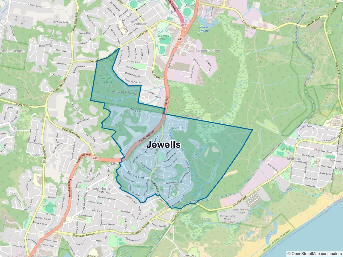 Map of Jewells, NSW, Australia