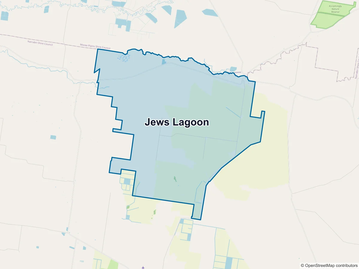 Map of Jews Lagoon, NSW, Australia