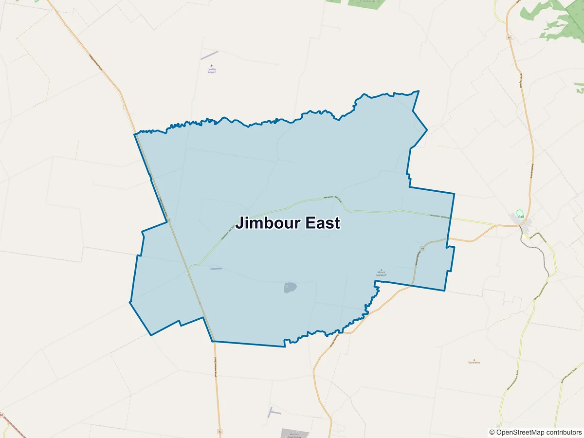 Map of Jimbour East, QLD, Australia