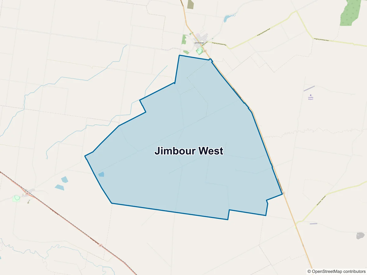 Map of Jimbour West, QLD, Australia