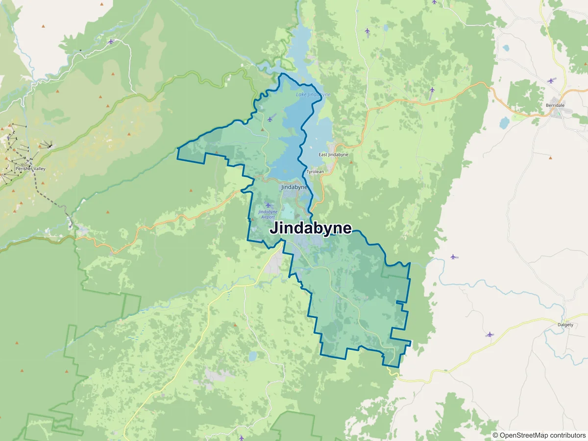 Map of Jindabyne, NSW, Australia