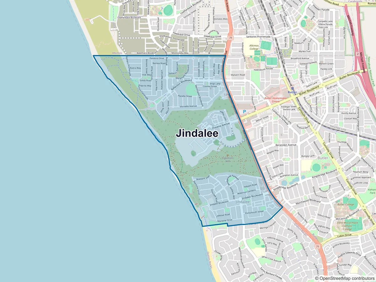 Map of Jindalee, WA, Australia