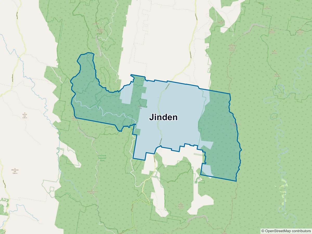 Map of Jinden, NSW, Australia