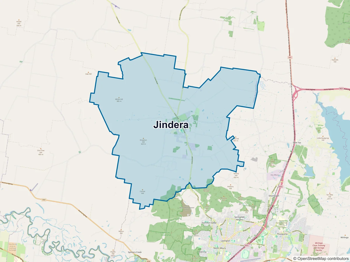 Map of Jindera, NSW, Australia