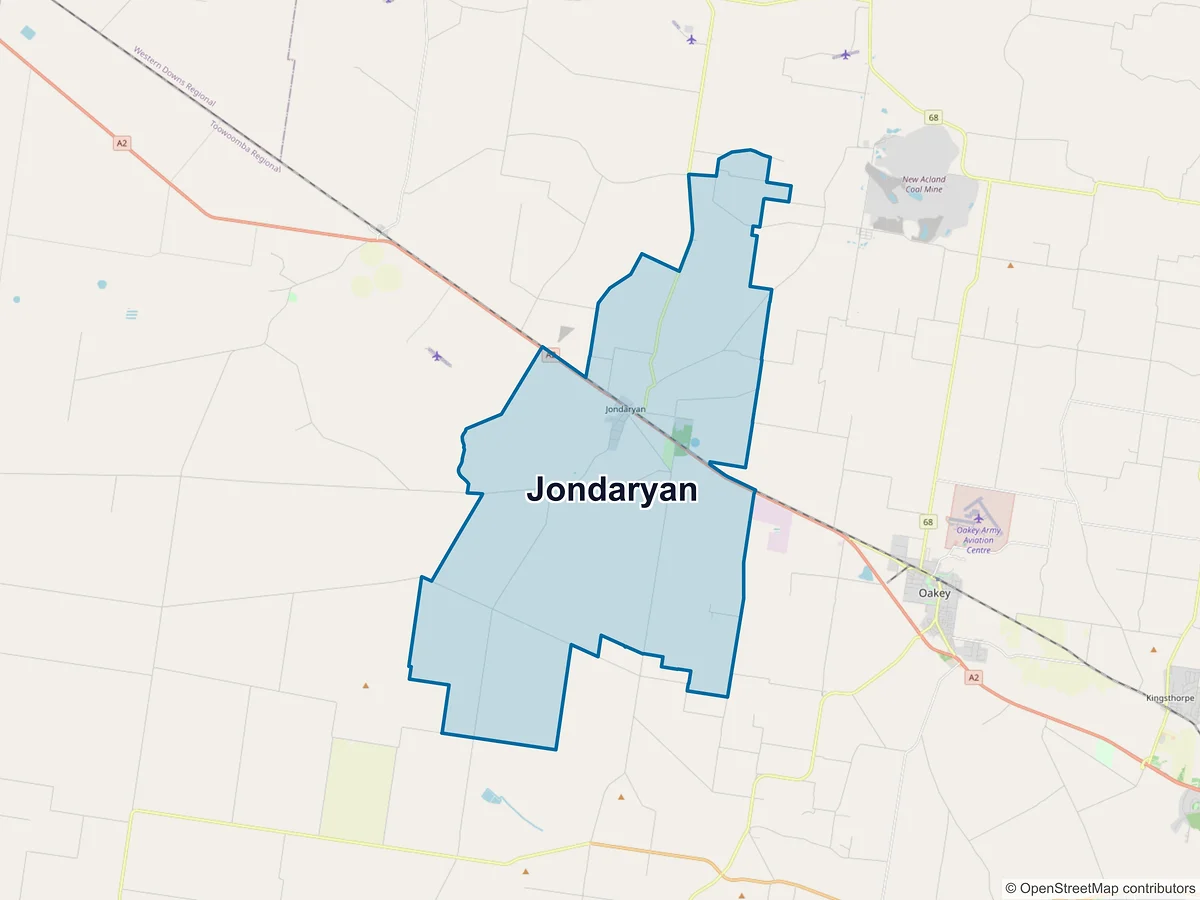 Map of Jondaryan, QLD, Australia