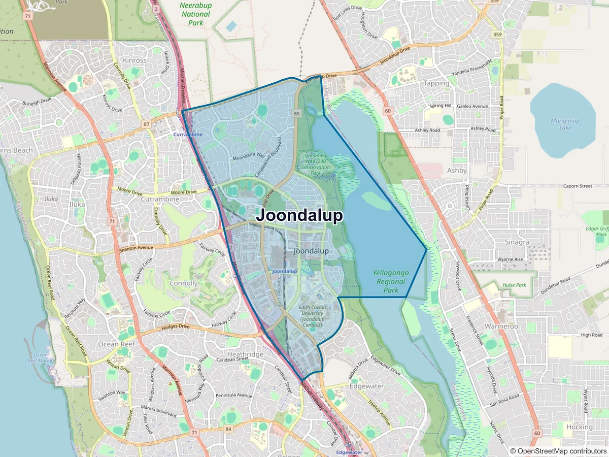 Map of Joondalup, WA, Australia