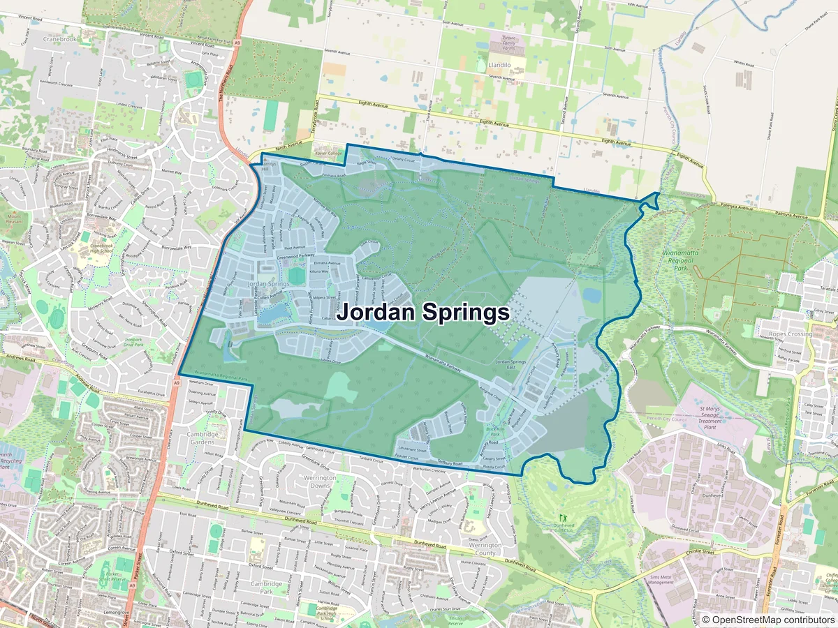 Map of Jordan Springs, NSW, Australia
