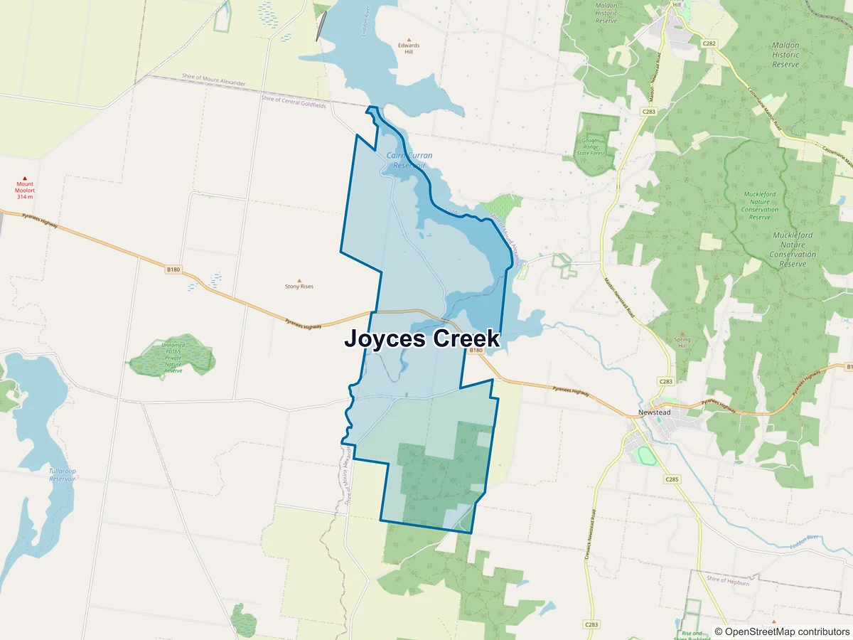 Map of Joyces Creek, VIC, Australia