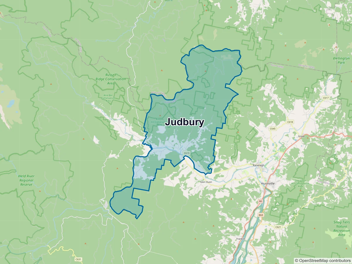 Map of Judbury, TAS, Australia