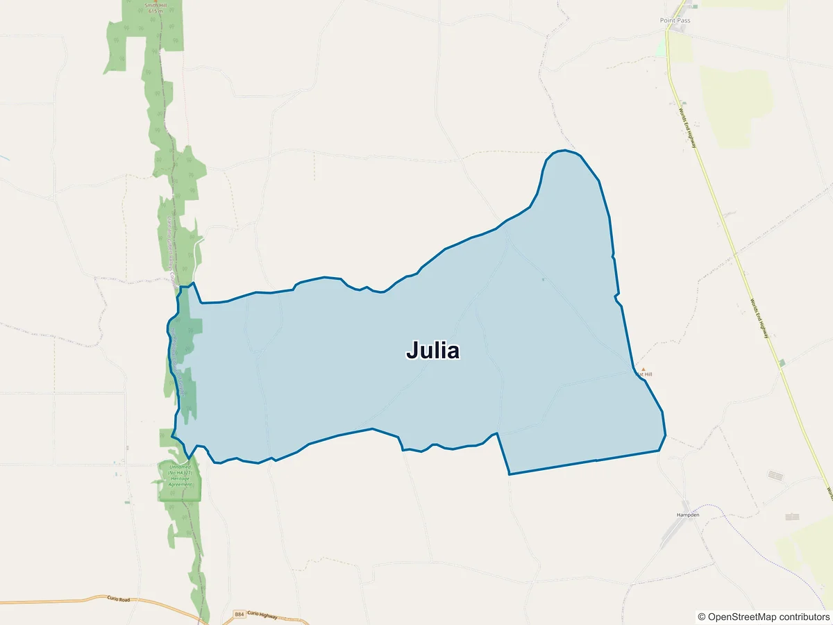 Map of Julia, SA, Australia