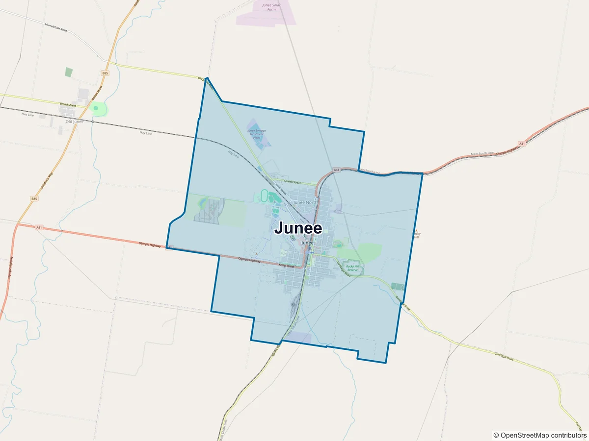 Map of Junee, NSW, Australia