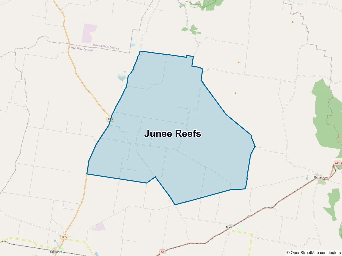 Map of Junee Reefs, NSW, Australia