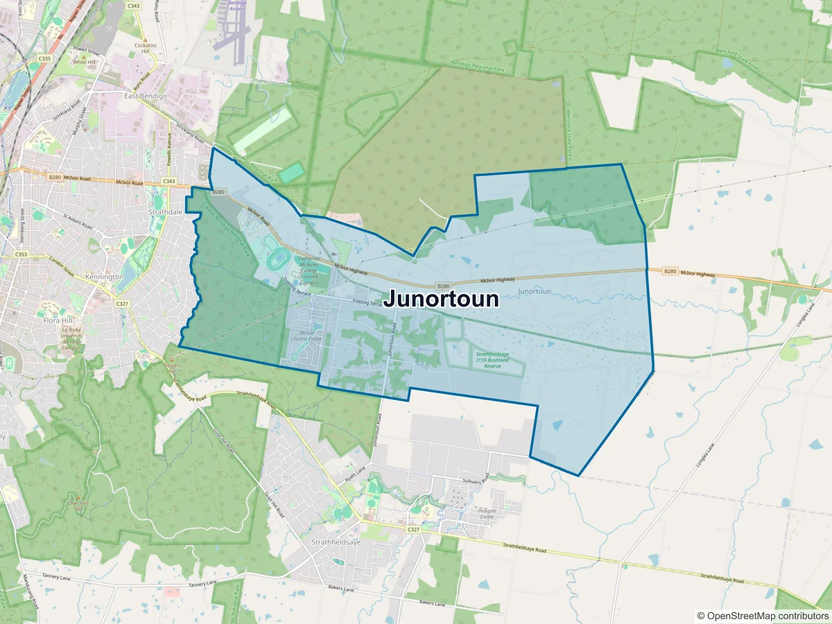 Map of Junortoun, VIC, Australia
