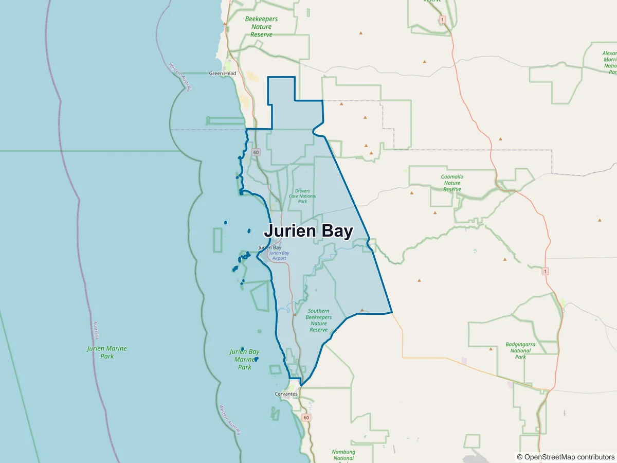 Map of Jurien Bay, WA, Australia