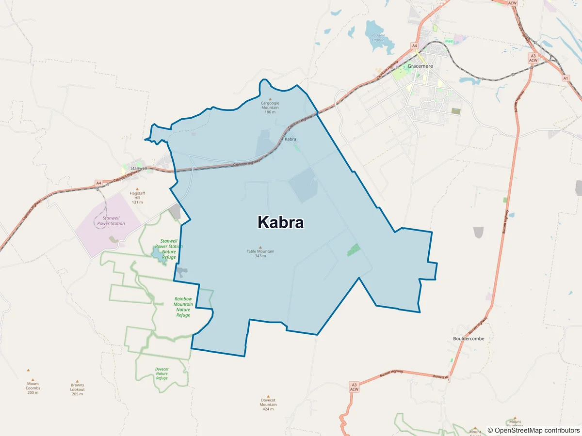 Map of Kabra, QLD, Australia
