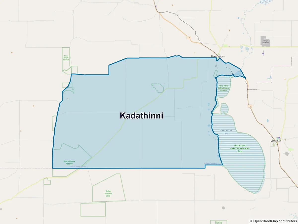 Map of Kadathinni, WA, Australia