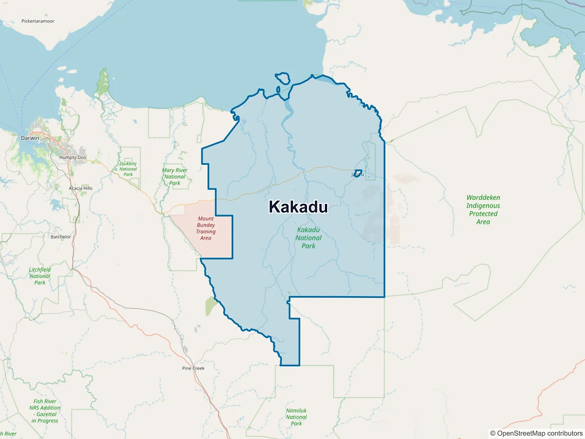 Map of Kakadu, NT, Australia
