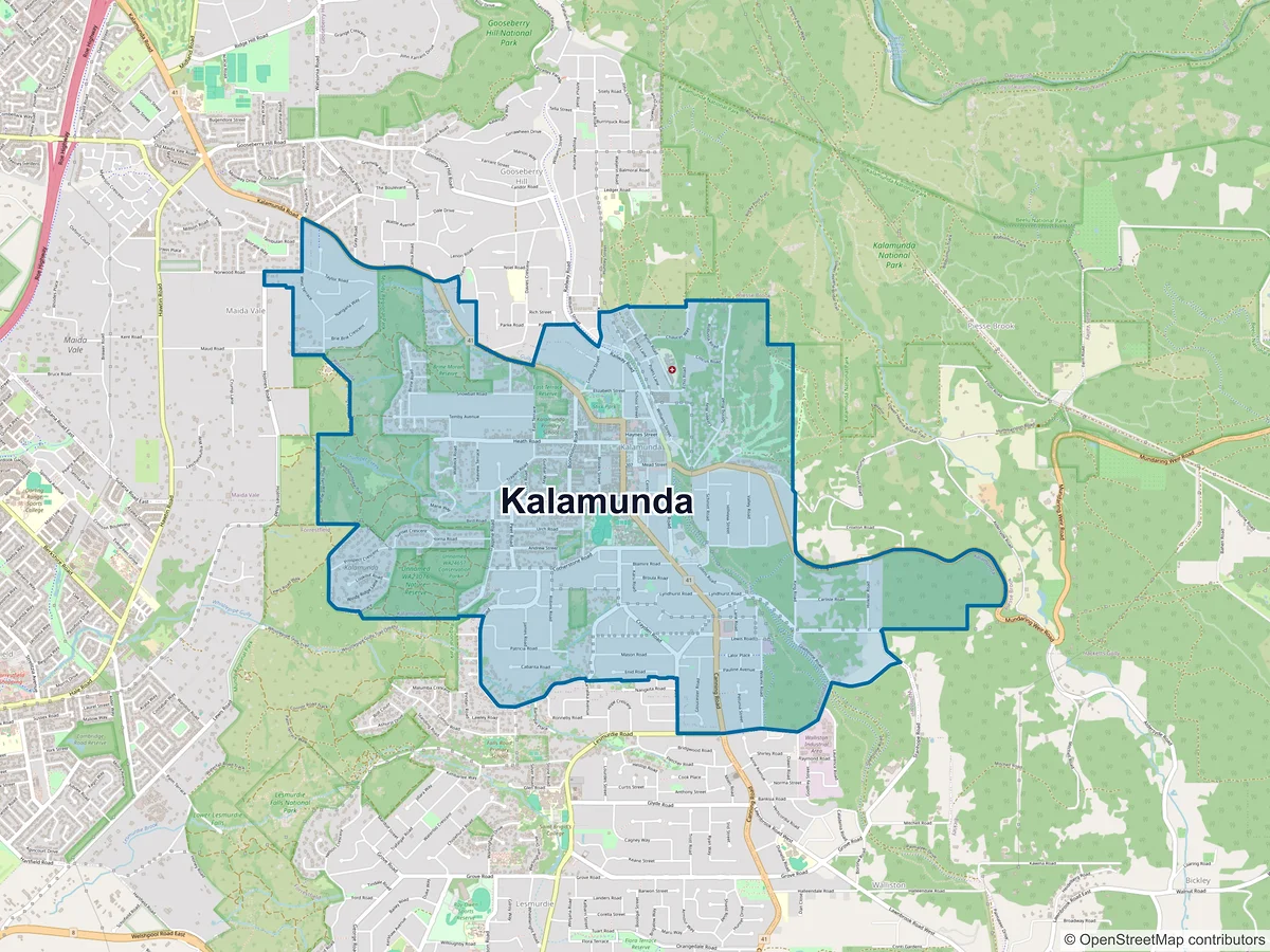 Map of Kalamunda, WA, Australia