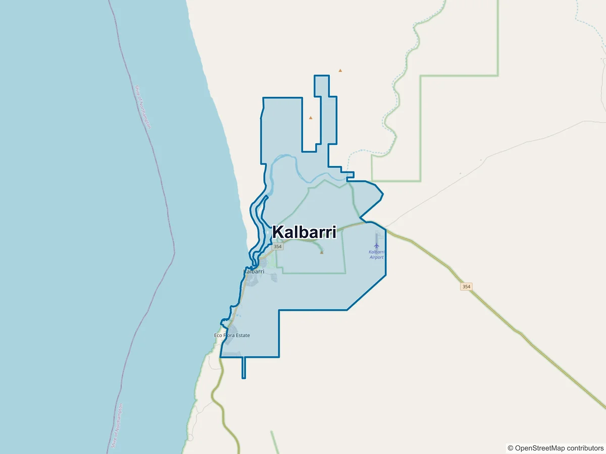Map of Kalbarri, WA, Australia