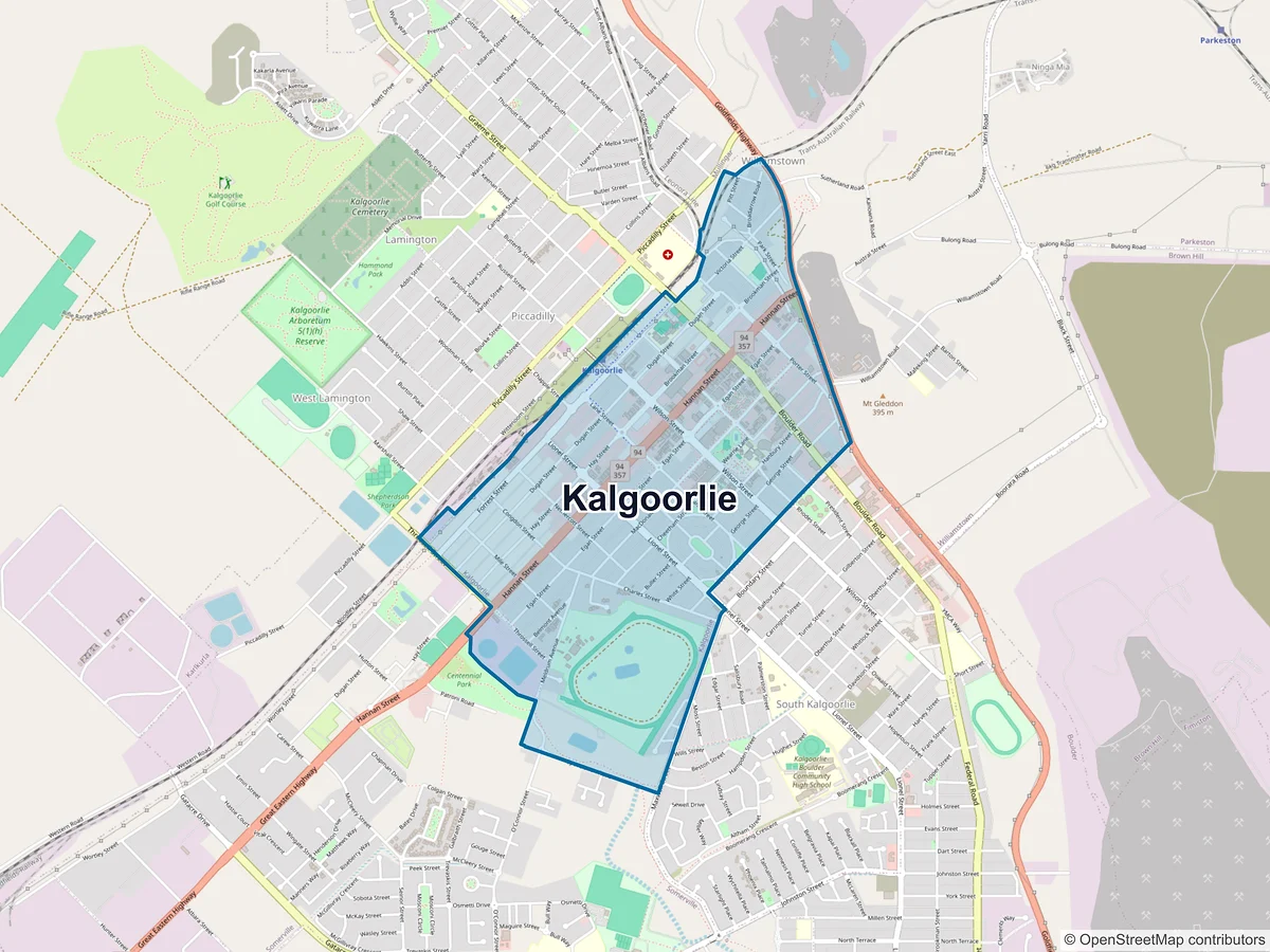 Map of Kalgoorlie, WA, Australia