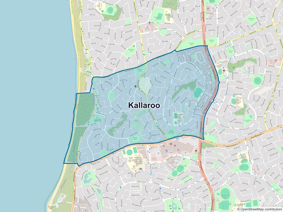 Map of Kallaroo, WA, Australia