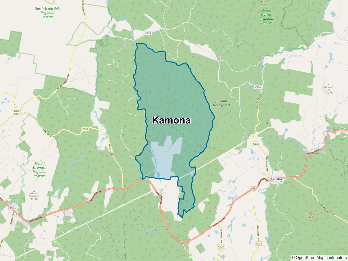 Map of Kamona, TAS, Australia