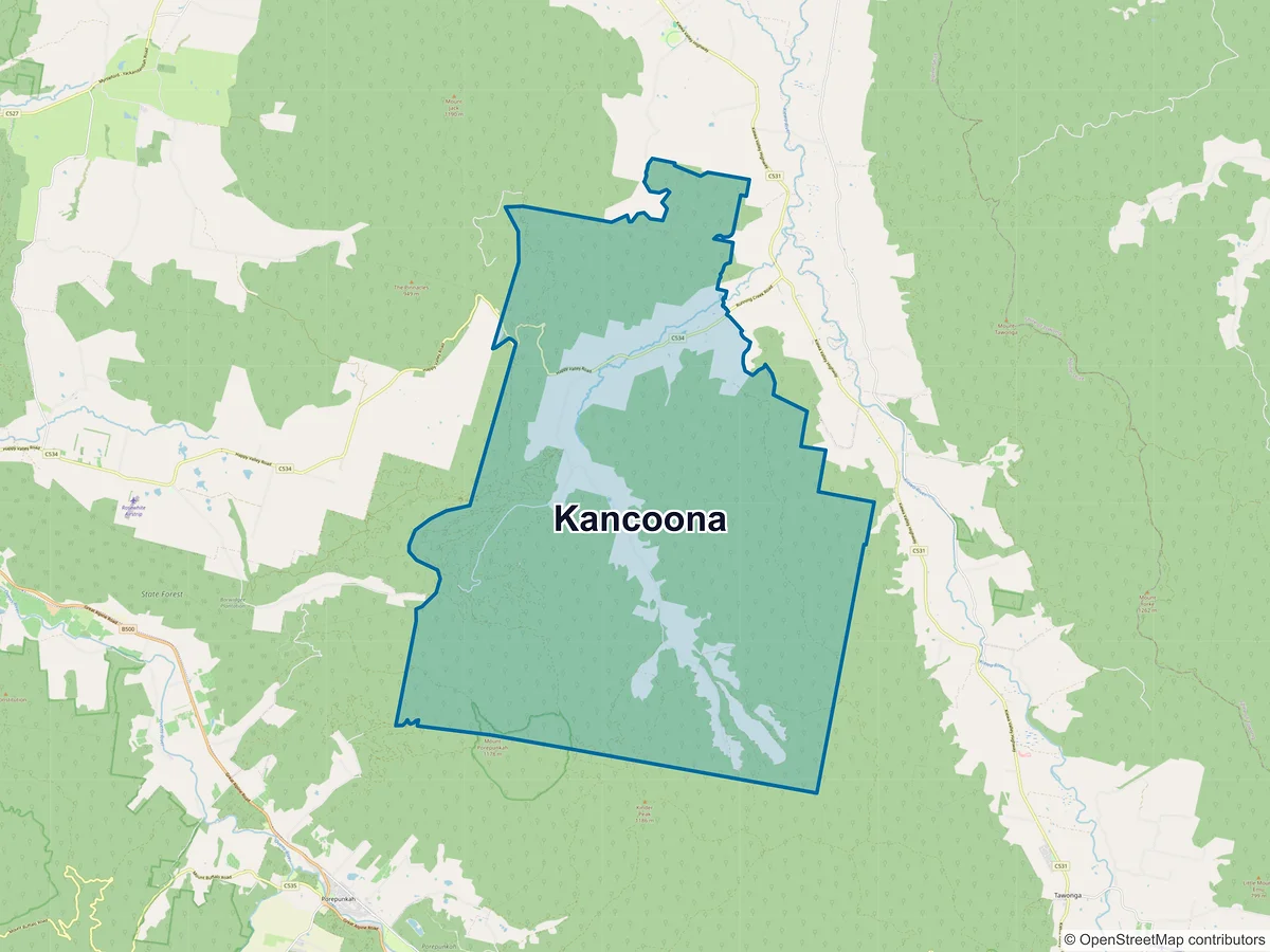 Map of Kancoona, VIC, Australia